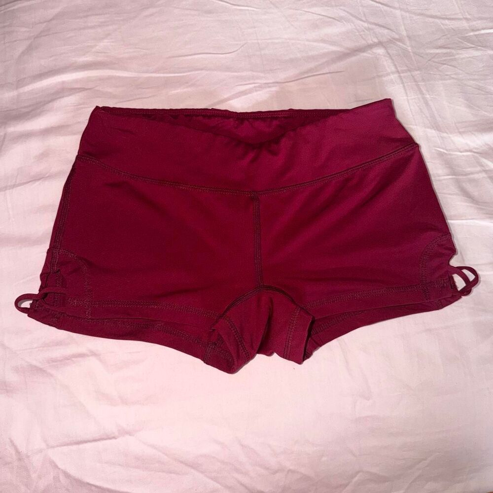 Dark red workout shorts